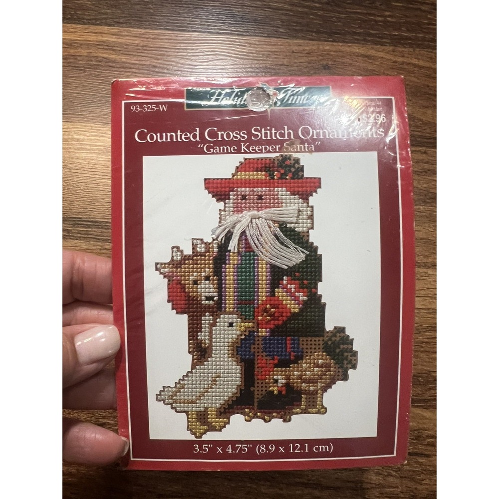 Holiday Time Cross Stitch Ornament Kit Game Keeper Santa 93325 Christmas 3.5 in